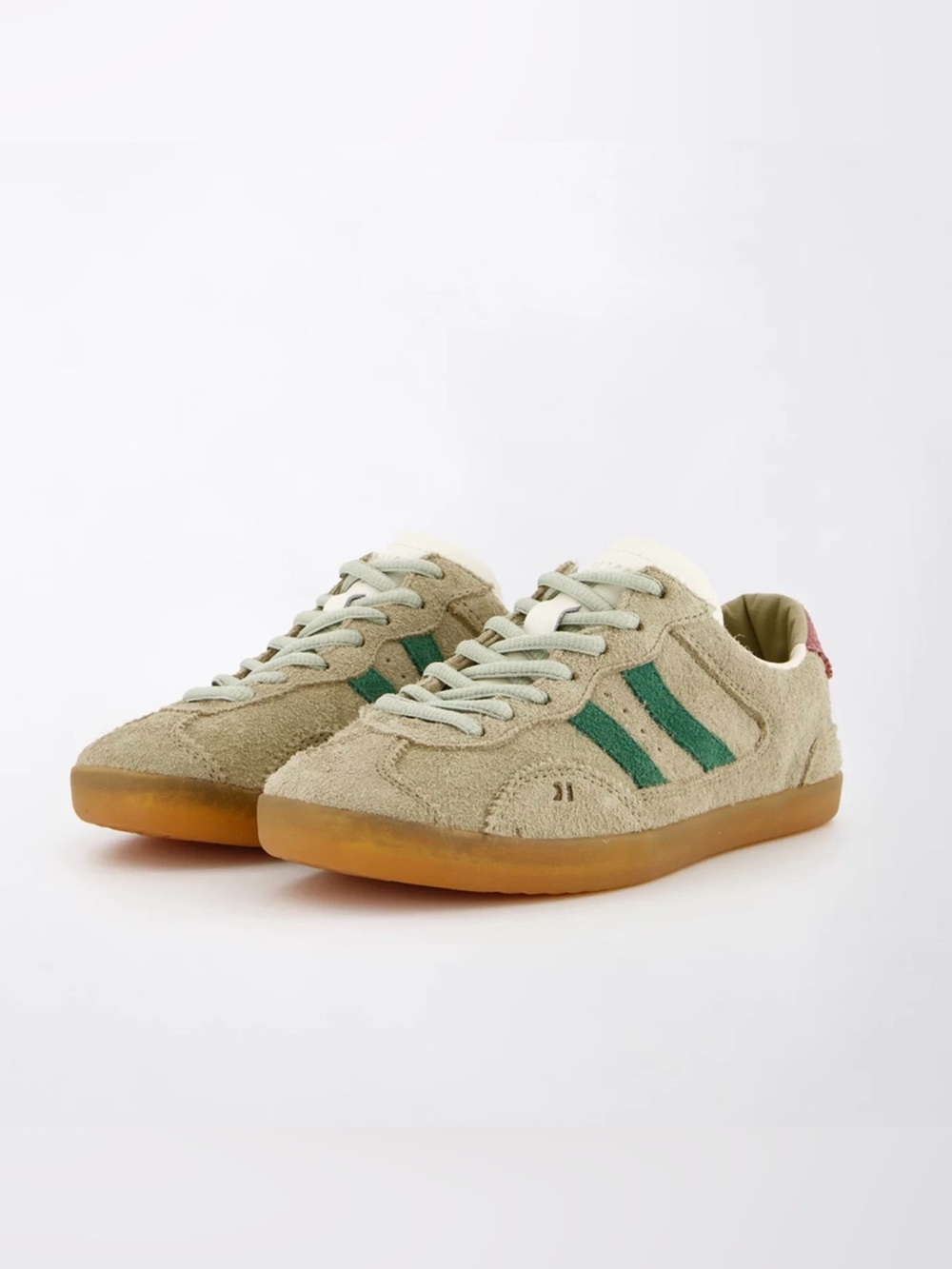 NEW Coolway Women's Suede Sneakers Tan Green Pink Accents SZ EU 40 US 6 = W 9